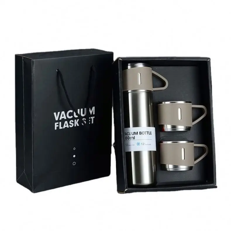 304 Stainless Steel Business Double Wall Vacuum Flask Thermos Cup 500ml Water Bottle For Gift Box Set
