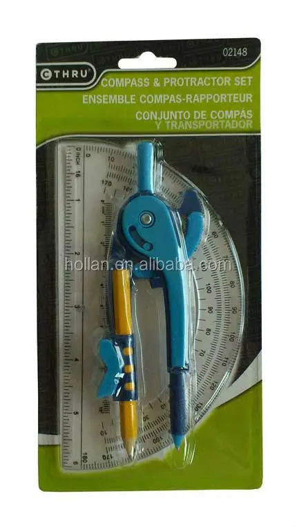 compass and protractor combo set for school, 1 set/card