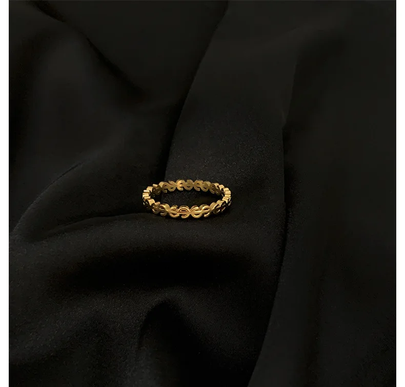 Fashion Dollar Sign Stainless Steel Ring Women Fashion 18k Gold Plated Ring