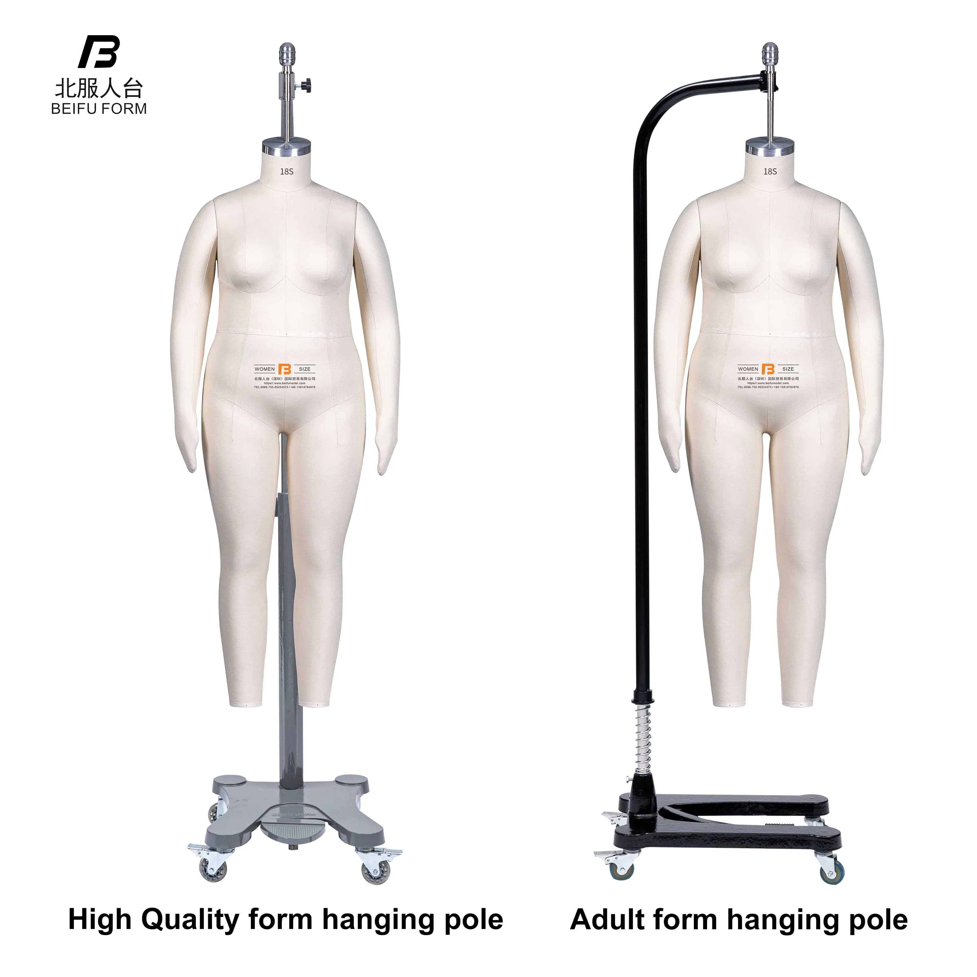 Beifuform full body mannequin USA size 18 female dress form for sewing tailor designer women plus size mannequin with hands