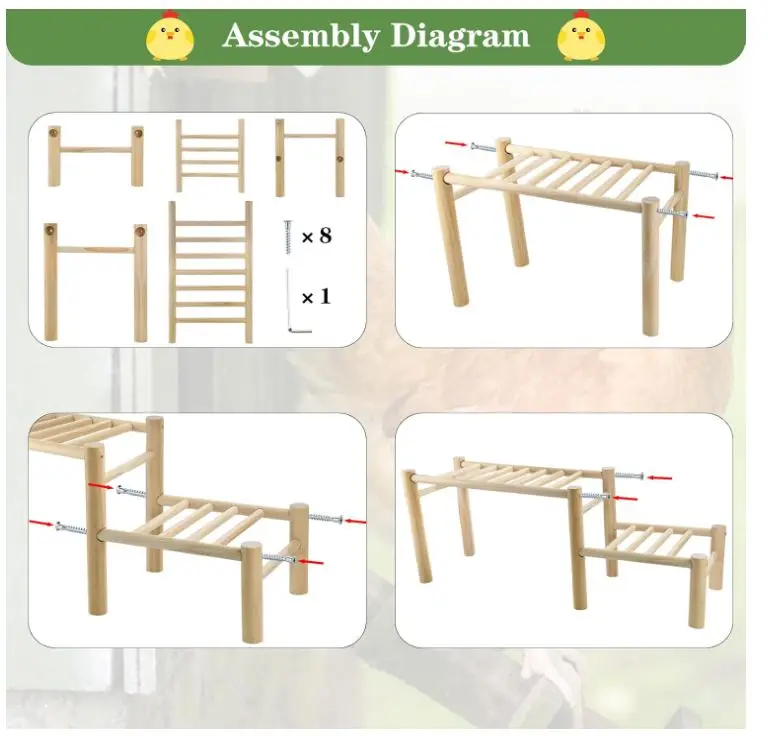 custom Chicken Perch Chicken Roosting Ladder Coop Roosting Bar Jungle Gym Chicken Toys for Hen Poultry