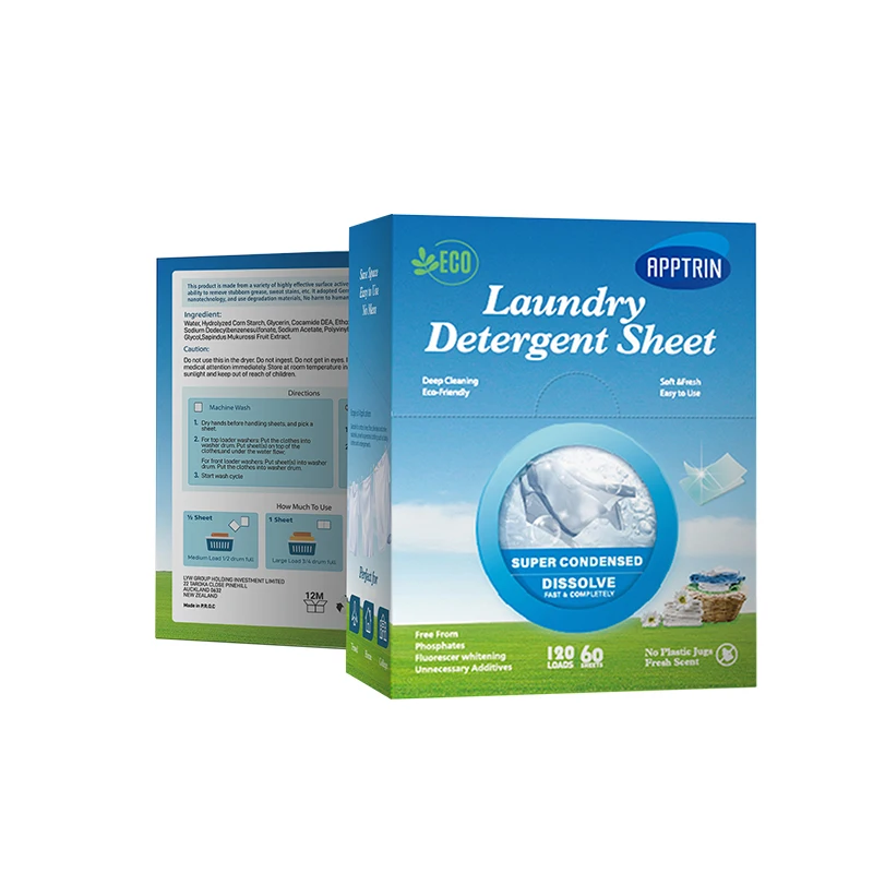 Private Label APPRTIN Natural Detergent Sheet Biodegradable Washer Soap Strips OEM/ODM Laundry Detergent Sheets Eco Friendly
