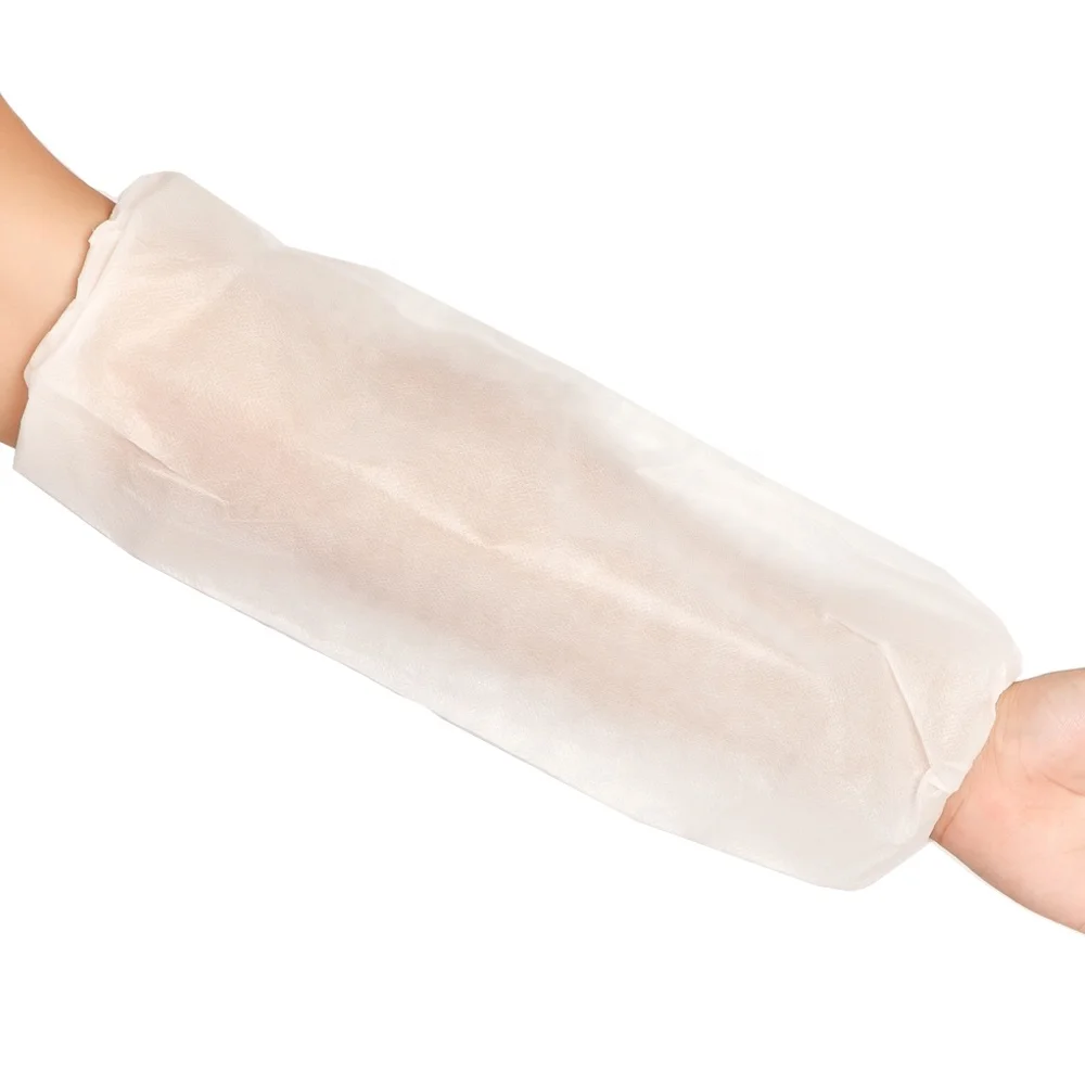 disposable waterproof plastic high protective blue white color plastic fabric low price machine made pe arm sleeve cover