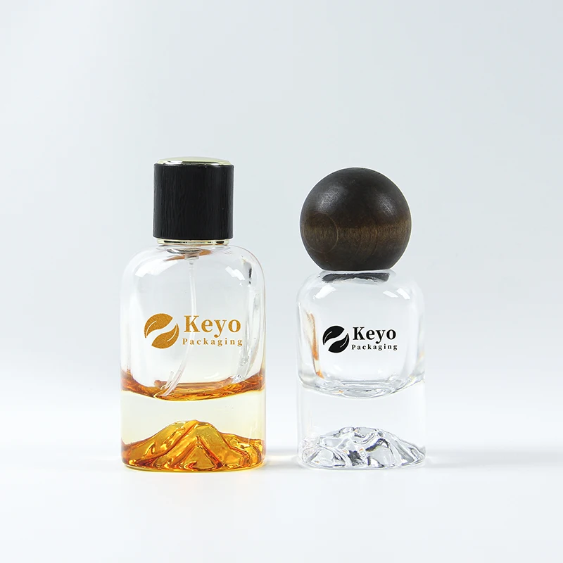 New Trend Round Shape  Unique Design Snow Peak Bottom Perfume Bottle Packaging 30ml 50ml Perfume Bottle