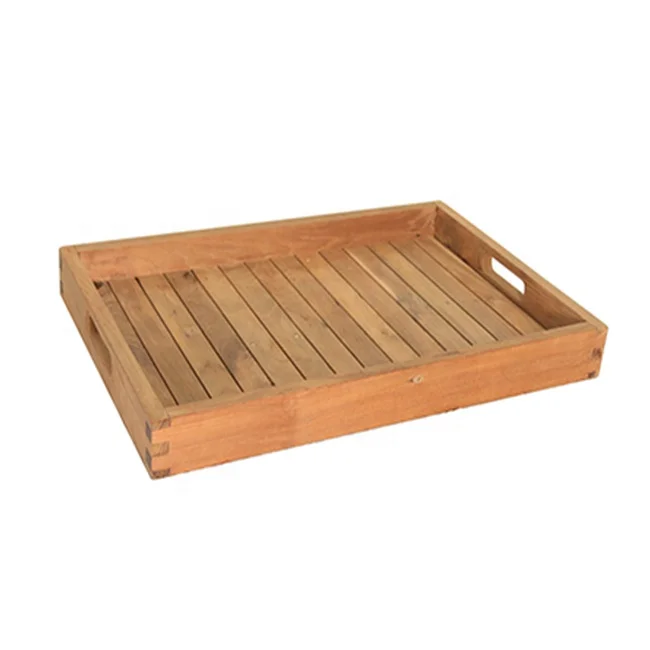 Wooden Serving Tray for cutlery set storage kitchen tool and decoration handmade of teak wood from Indonesia