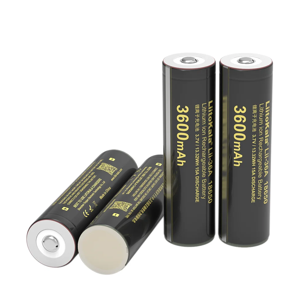 Liitokala Lii-36A Protective Board 3600mAh Rechargeable 18650 Cylindrical Lithium Ion Battery for Toys Power Tools 15A Discharge