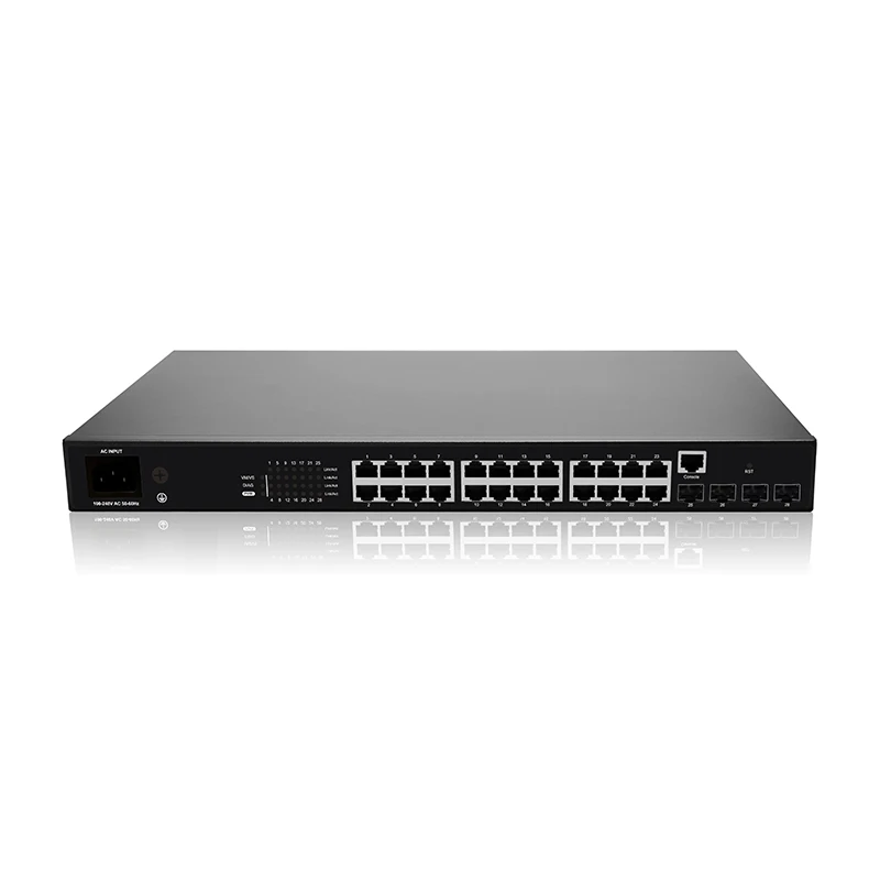 Цена по прейскуранту завода-изготовителя 24 гигабитным портом Ethernet 4*10G Sfp оптический порты Giga коммутатор Ethernet