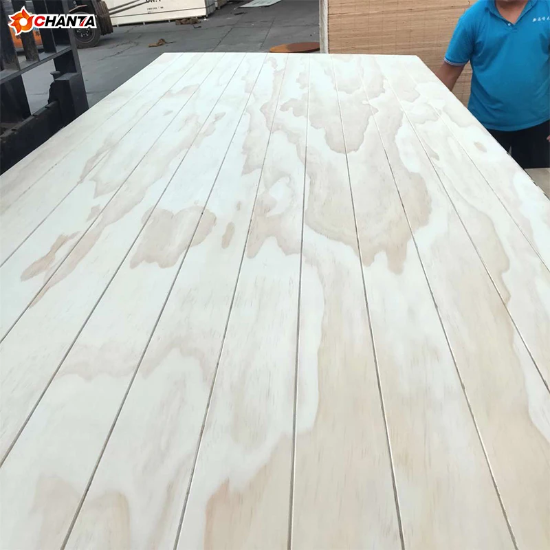 wholesale Poplar material pine veneer V U W grooved plywood slotted plywood for construction decorative