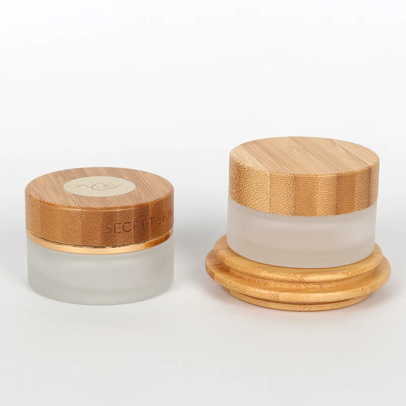 shuangyu hot sale 50G face Cream cosmetic glass jars  with nature wooden cap