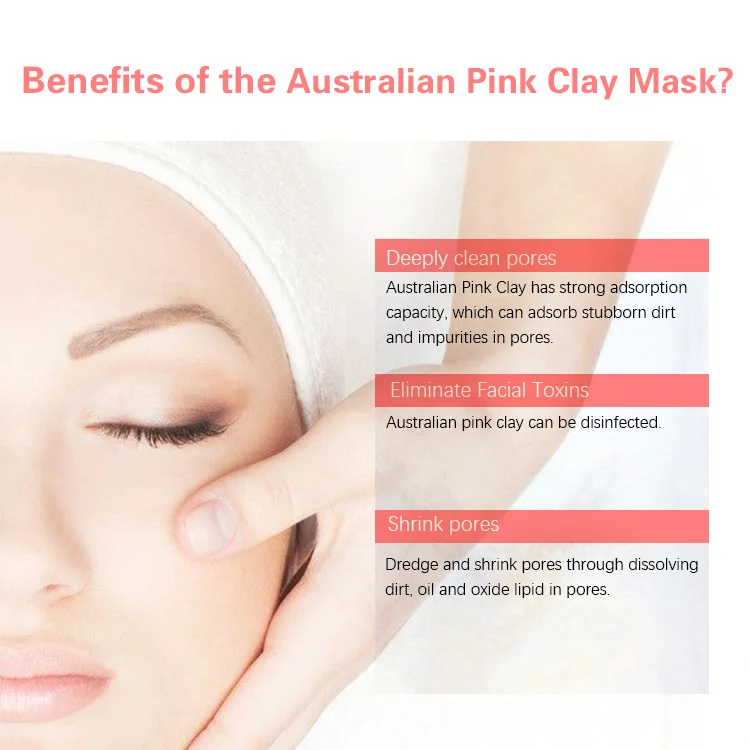 Private Label All Natural Exfoliating Pink Clay Pore Refining Clay Facial Mask