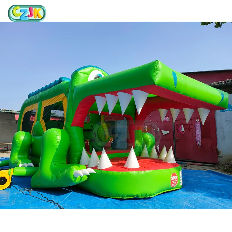 Inflatable Bouncer Bouncy Crocodile Jumping Castle Bounce House Combo With Slide For Sale