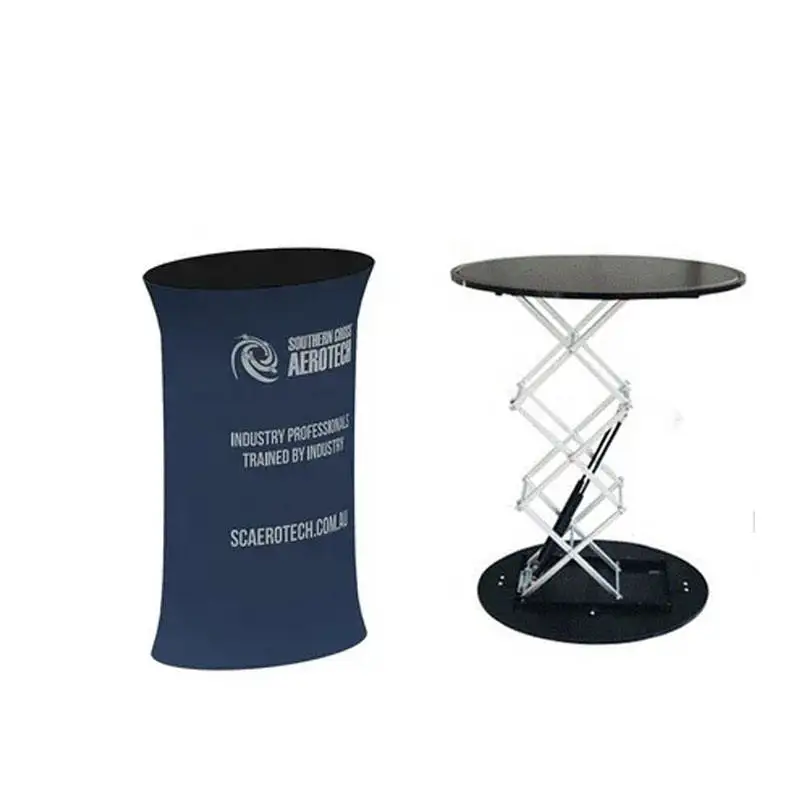 Portable Promotion counter oval Pop Up table custom Podium Stand Trade shows counter displays