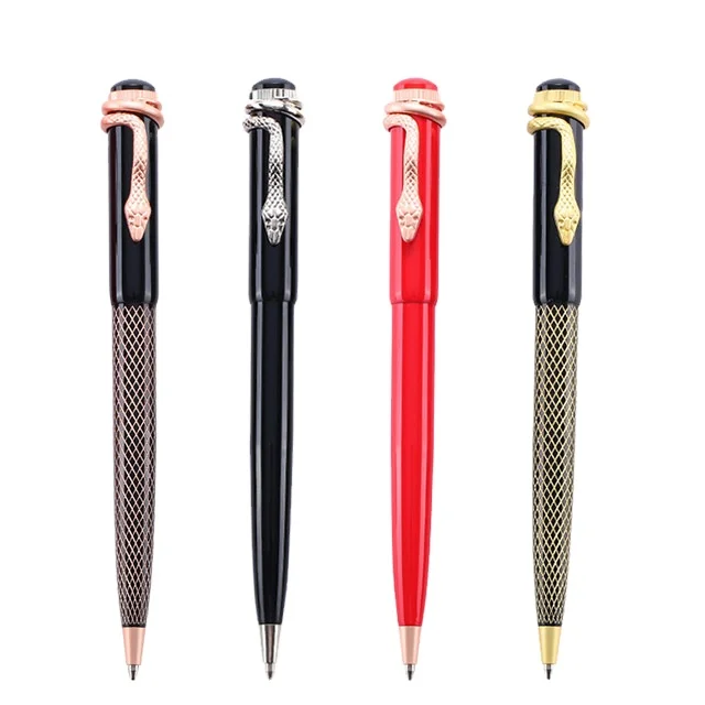 2023 New Metal Decorative pens Luxury ballpoint custom logo printing with Snake pattern for gift stationery business