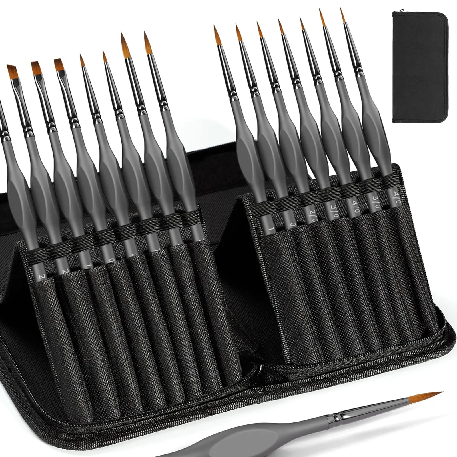 Miniature Painting Set Fine Detail Paint Brushes With Zipper Bag For Canvas Models Acrylic Watercolor Oil Ceramic