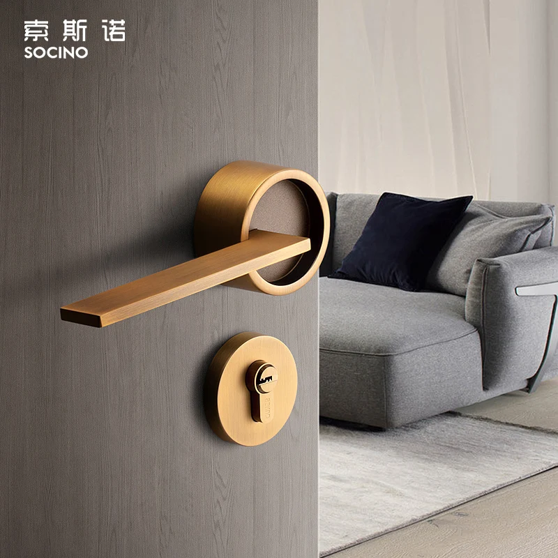 Luxury Design Door Knob Yellow Bronze Bathroom Knob Hardware Wholesale Interior Door Lock Set For Wooden Door