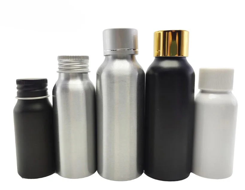 30ml 50ml 60ml 100ml 250ml gold coated uv aluminum bottle with aluminium screw top MAB-69C