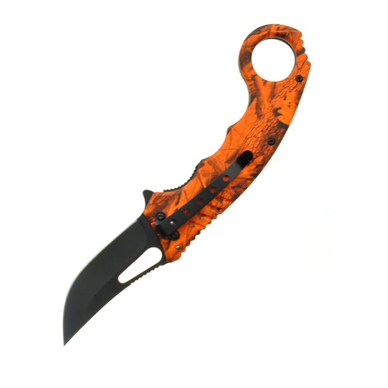 
High quality custom folding switch blade small survival comping pocket knife with hook 