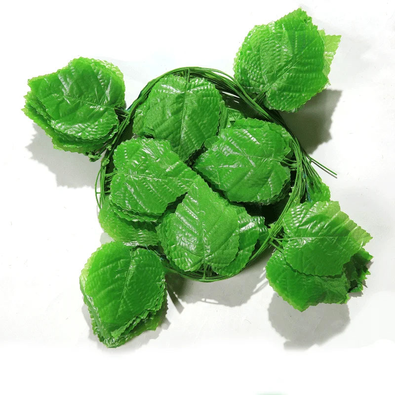 12 pcs/pack Factory Artificial Vines Faux Plastic Green Grape Leaf Rattan for Garden Decoration