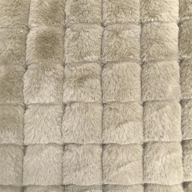 100% Polyester Check Jacquard Pv Plush Rabbit Fleece Fabric New