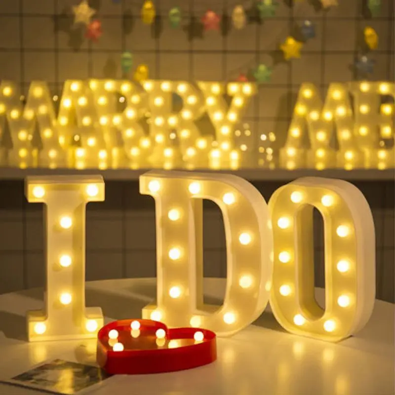 3d Led Night Light 26 Letter 0-9 Digital Alphabet Light Wall Hanging Lamp Wedding Party Decor