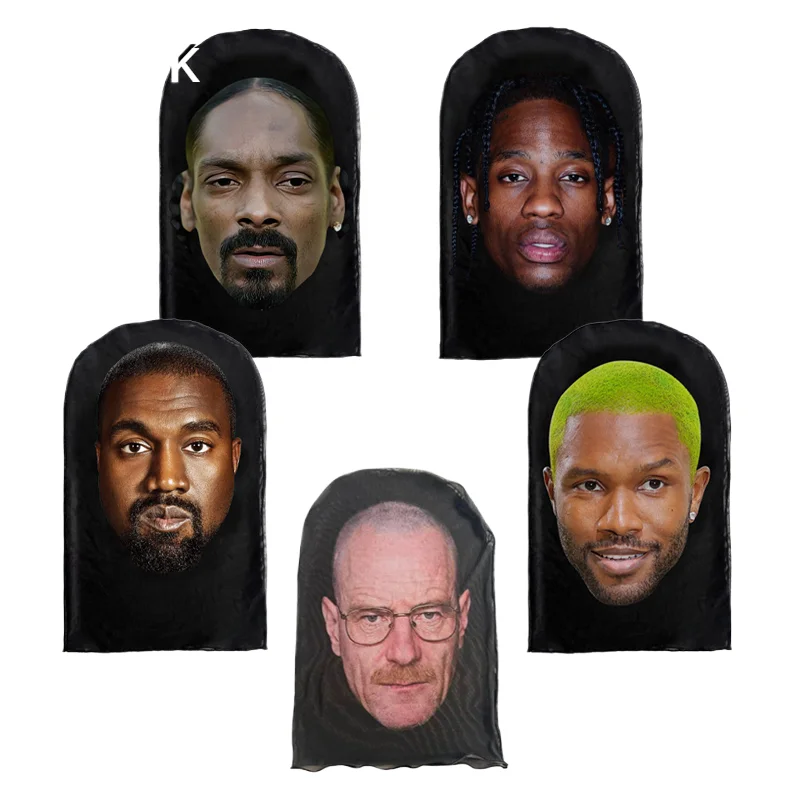 Halloween Elastic Mesh Full Face Mask Men Women Cosplay Headwear 3D Printed Mask Hip Hop Fashion Balaclava Hood Hat Headgear