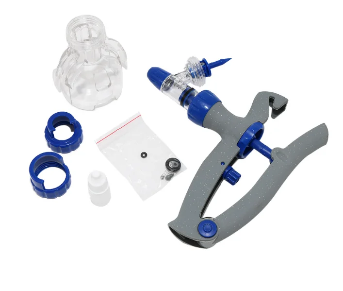 Continuous syringe, automatic adjustable veterinary syringe for pigs, cattle, sheep