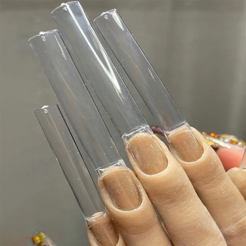 504pcs bag 3XL non c Straight Long Manicure Artificial XXXL no c curve square gel nail tips