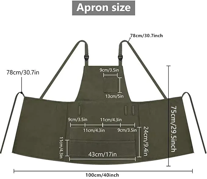 Canvas painting apron army green apron artist oil painting work gouache watercolor pinafore gardening apron