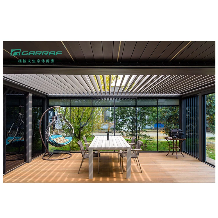 Summer House Opening Louver Roof Motorized Roofing Awnings Pavilion Pergola For Deck