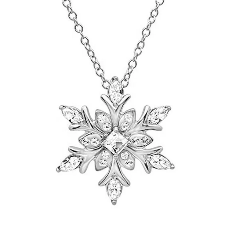 New Arrival Silver Plated Fashion Pendant Stone Jewelry Snowflake Necklace