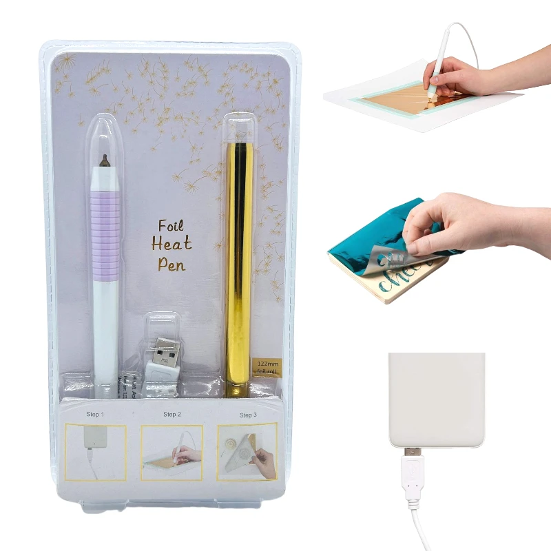 Hot Pen for Foil USB Power Hot Stamping Pen Foiling Craft Heat Active Tool Handwritten Quilling Wood Effect Better