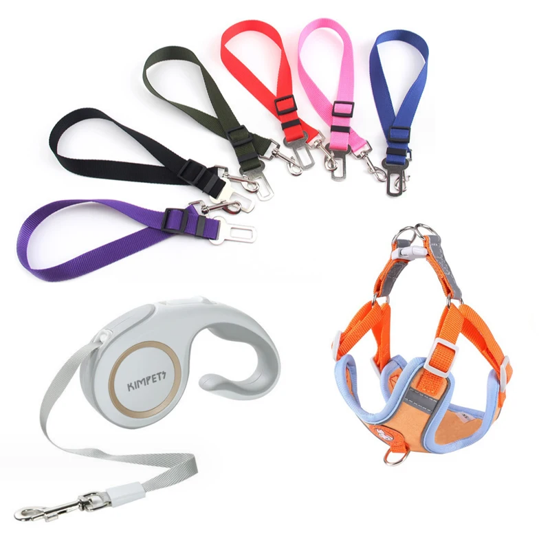 Pu Leather Soft Pet Harness Collar Service Dog, Puppy Leash Set Toys Cloths Led Light Glow In The Dark/