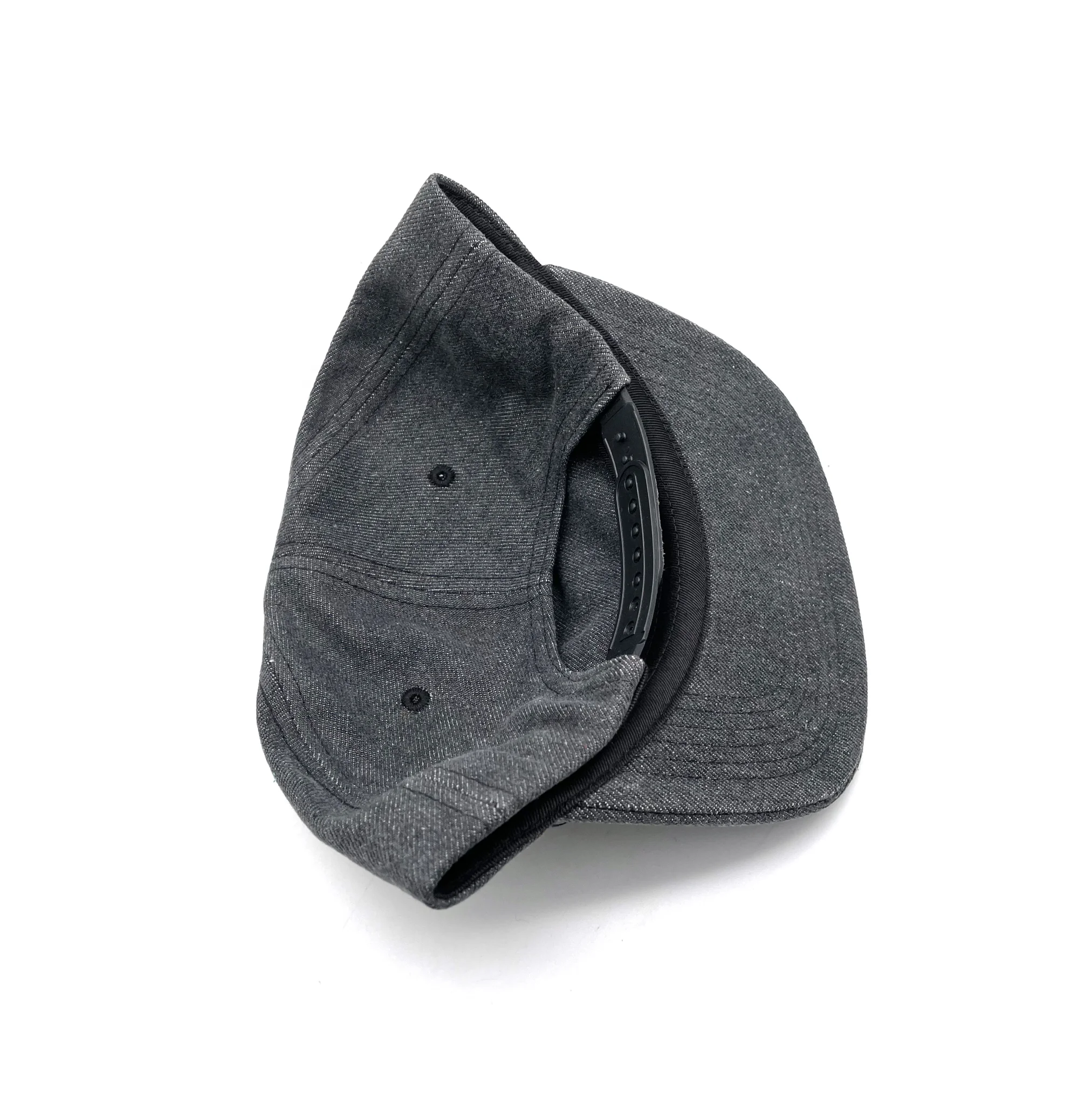 custom flat brim mid crown snapback 5 panel denim hat cap