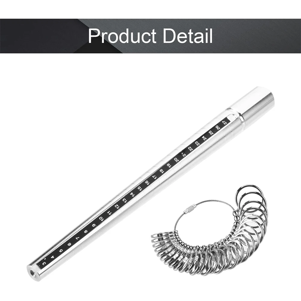 Jp 1-28 Finger Measuring Stick Ruler Gauge with 28 Circle Ring Sizer Measuring Tool for Man or Women Jewelry