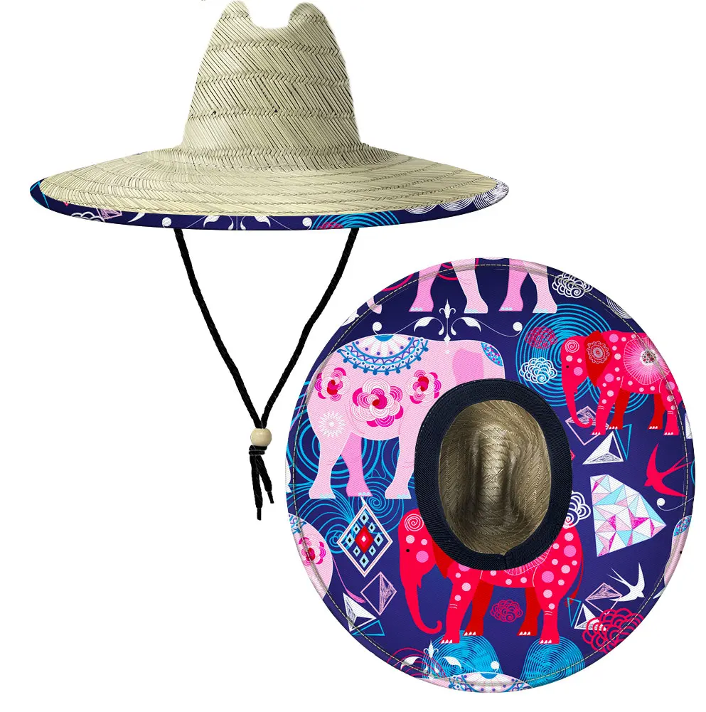 wholesale toddler beach sombrero sun-proof straw hat wide brimmed lifeguard straw hat with logo