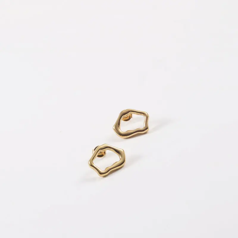 Titanium Steel Earrings with Unique Shape and 18K Gold Plating, Fashion Statement Jewelry