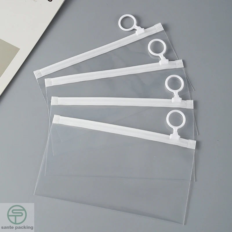 Custom Transparent PE Pencil Rubber Ruler  Band Packing Zipper Bag