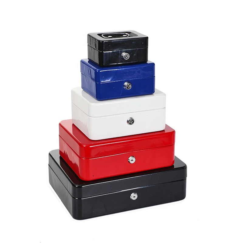 25cm Medium Size Metal Cash & Money Organizer Cosmetology Storage with Removable Tray for Savings & Safe Box for Coins & Bills