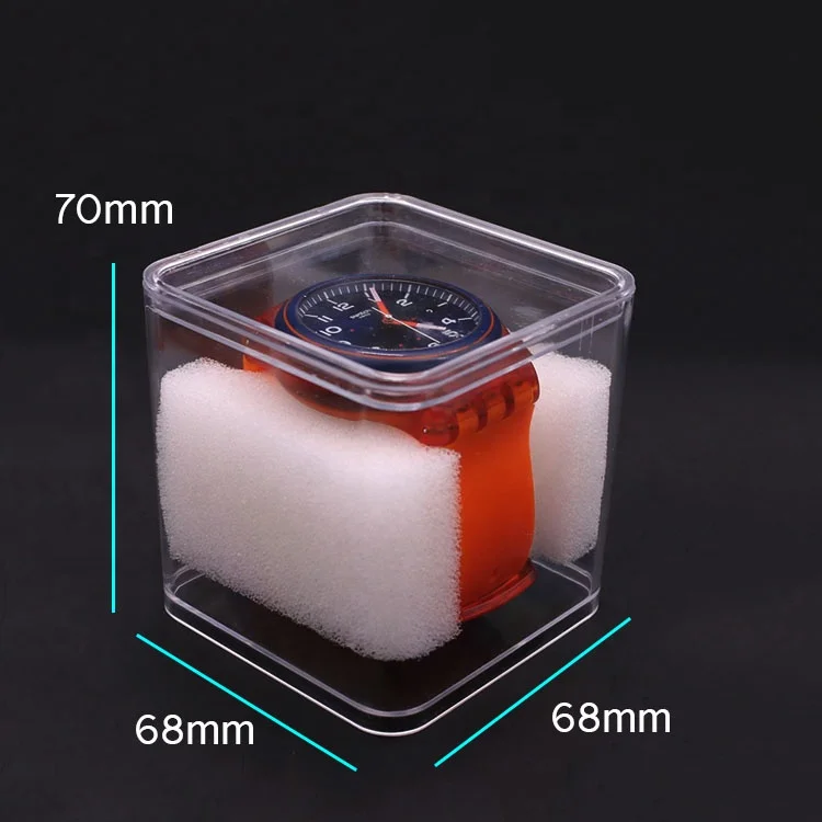 Watch Boxes & Cases Travel Jewelry Watch Box Transparent Mechanical Quartz Custom Logo Square Plastic Customized Logo PS 100 Pcs
