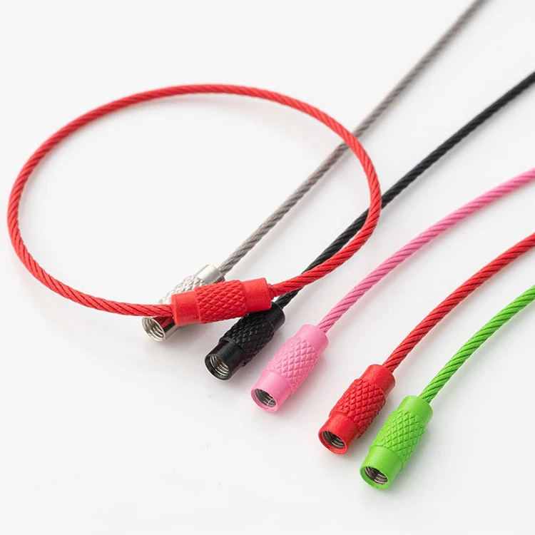New 1.5mm Colorful Stainless Steel Wire Ring Keychains Aircraft Cable Key Ring Loops For Hanging Luggage Tags Twist
