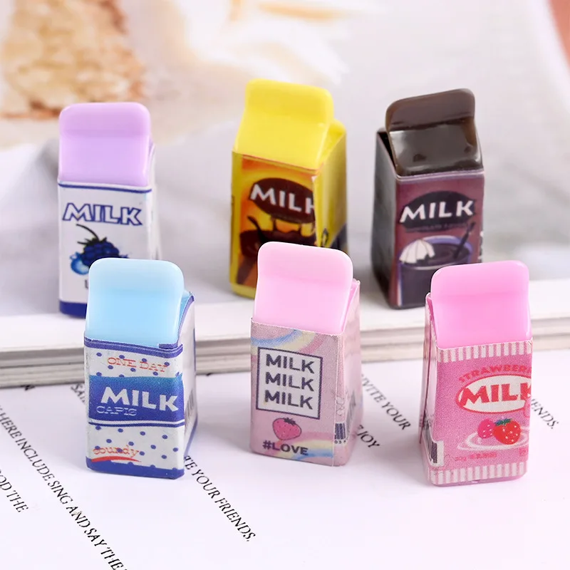 100Pcs Miniature 3D Milk Box Resin Cabochon Kawaii Simulation Fake Food DIY Scrapbooking Jewelry Making Charms Dolls Accessories