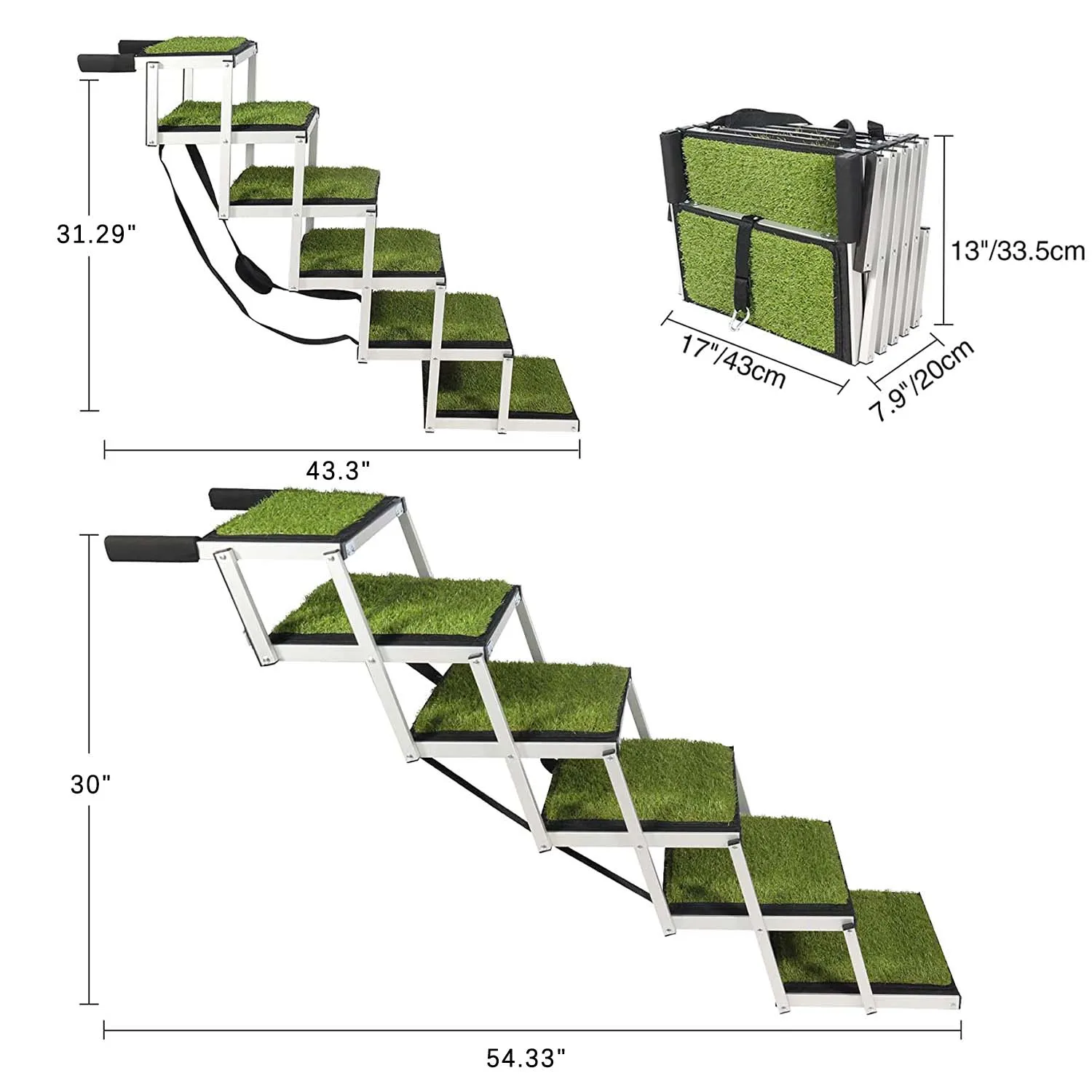 CANBO Pet Car Ladder for Large Dogs Portable Pet Stair Step with Grass Travel Dog Car Stairs
