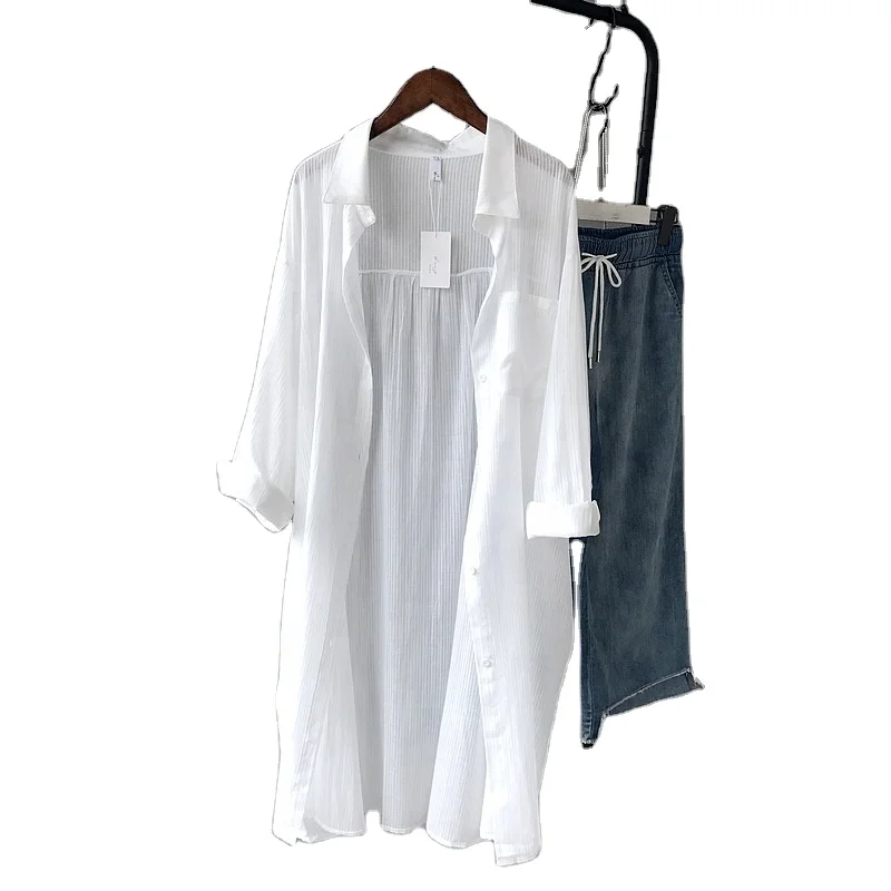 Весенне-летние новые женские кофточки с длинным рукавом свободного покроя; Детские комплекты с длинными рукавами BF рубашка средней длины девочек младшего возраста кардиган/топ для мужчин и женщин