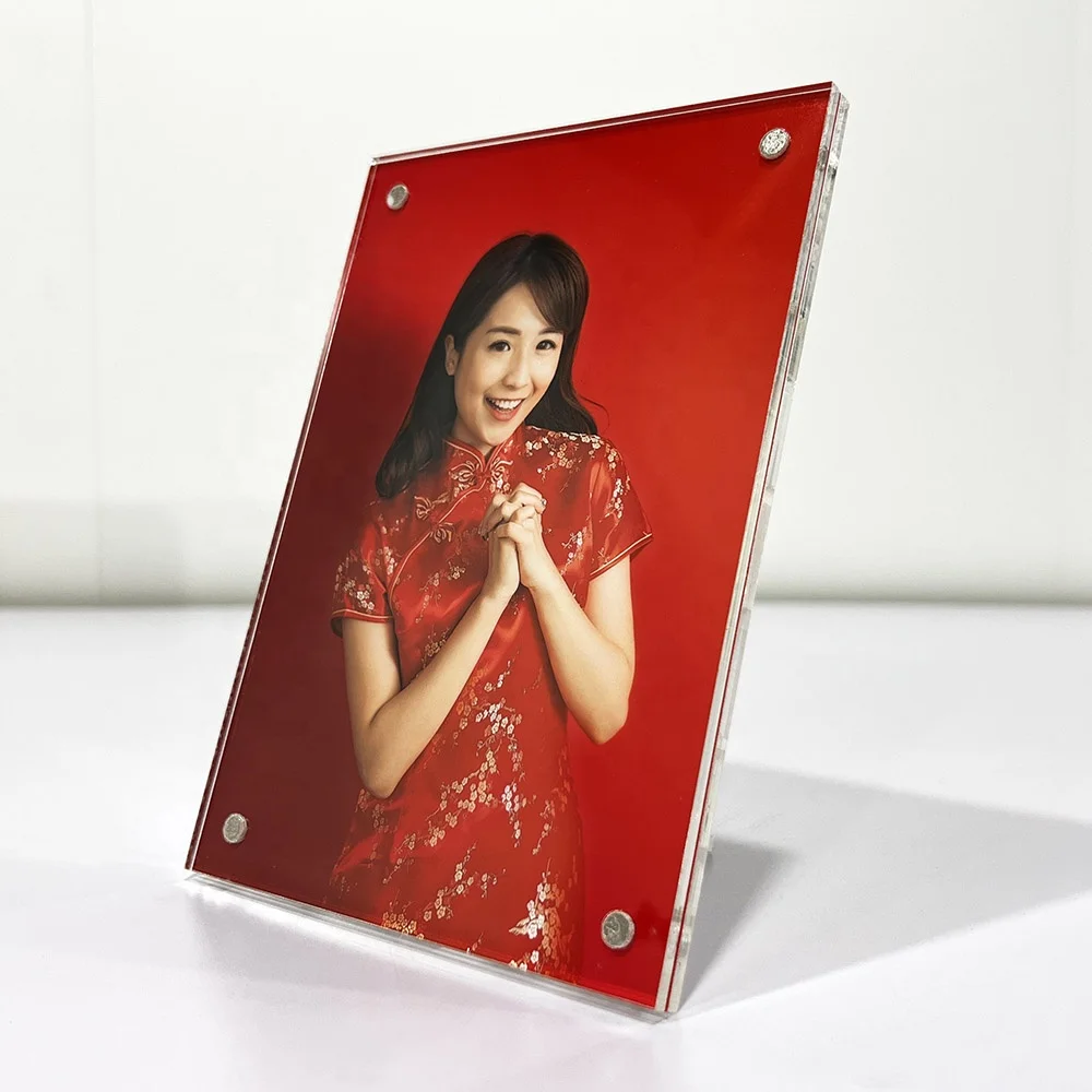 Wholesale Promotional Crystal Acrylic Block Wood Photo Frame Acrylic Photo Block for Living Room