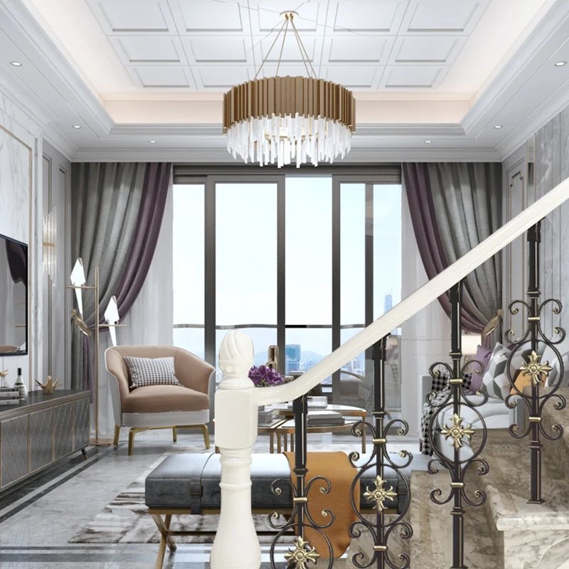 Factory wholesale price high quality modern luxury laser cut interior wrought iron pipe balcony railing