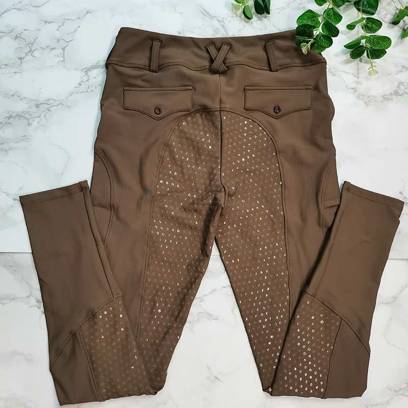 Original Brown Color Silicone Printing Leggings for Ride a Horse 2022 Stretchable Horse Riding Leggings Women Equestrian Pant
