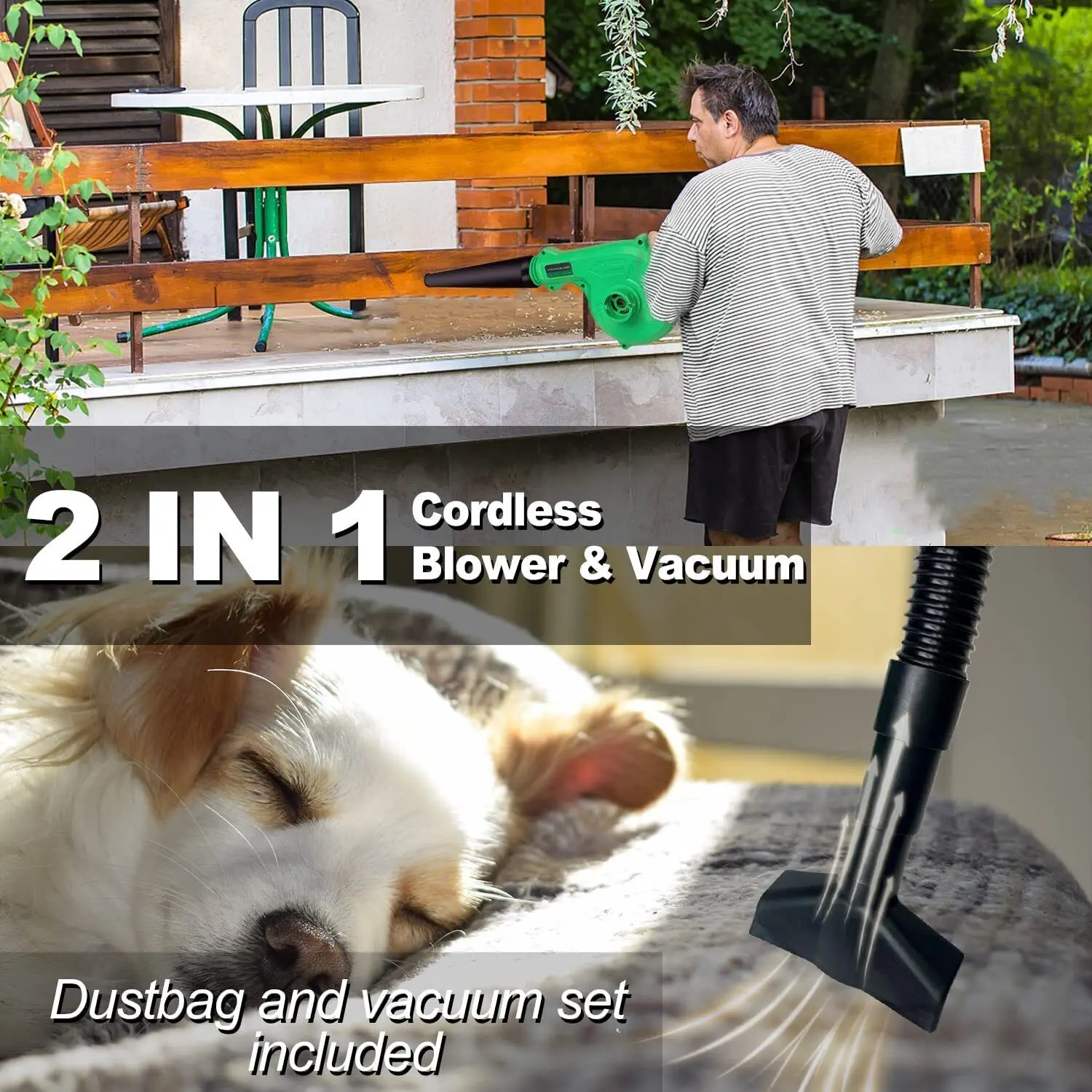 Tegatok Mini 2 in1 Cordless Leaf Dust Blower Compact Vacuum Cleaner 20V Battery