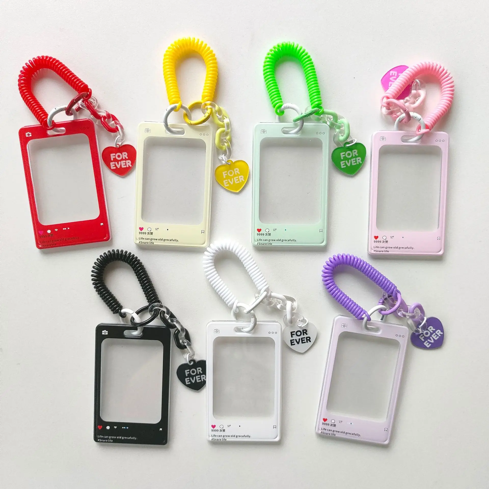 2024 New Arrival Acrylic Photo Card Holder Keychain INS DIY Idol Photo Frame Sleeves With Chain Kpop Frame Keychain