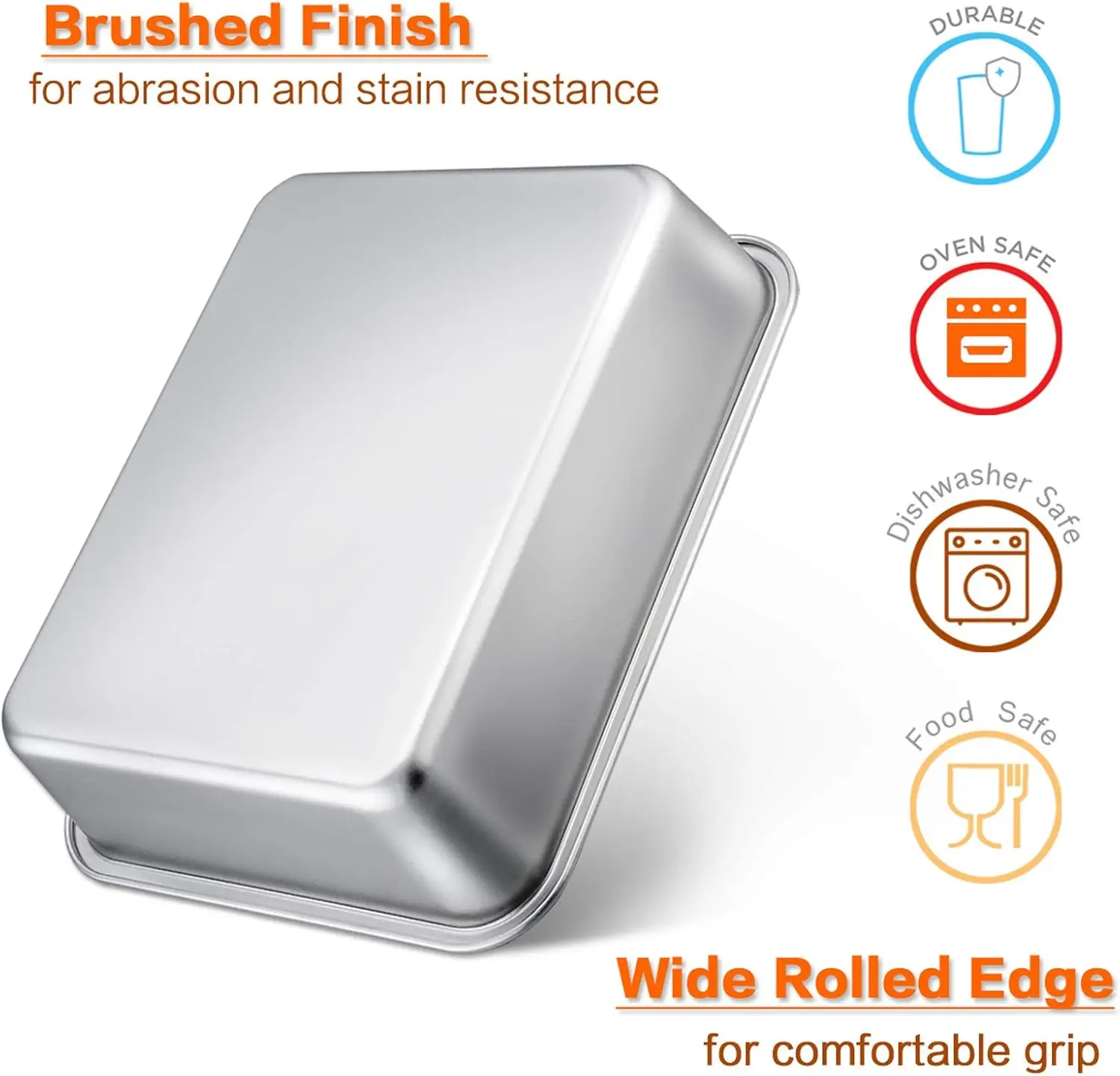 45*35cm Food Grade Rectangle Deep Roasting Lasagna Baking Dish Stainless Steel Cake Pan Baking Pans Steam Hotel GN Pan For Oven