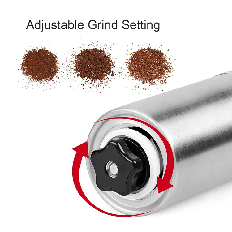 304 Stainless steel adjustable Ceramic core burr hand Black Stainless Steel manual coffee grinder